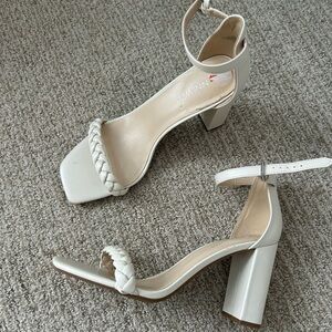 Nine West braided white heels